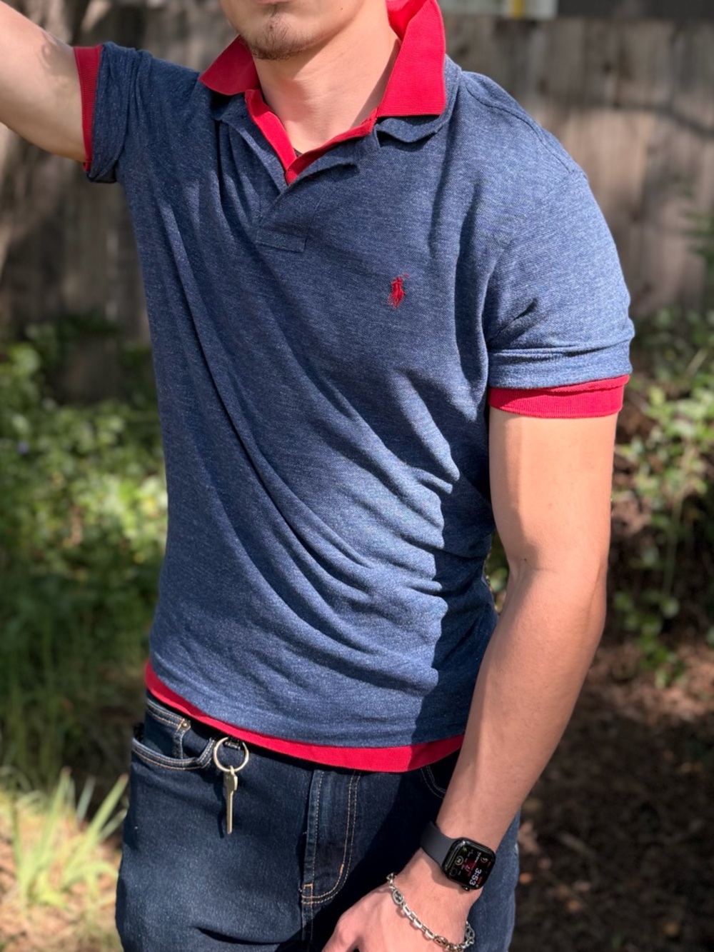 Ralph Lauren Navy Heather Polo SHIRT RED PONY LOGO EMBROIDERED MEN TENNIS RUGBY - Picture 5 of 16